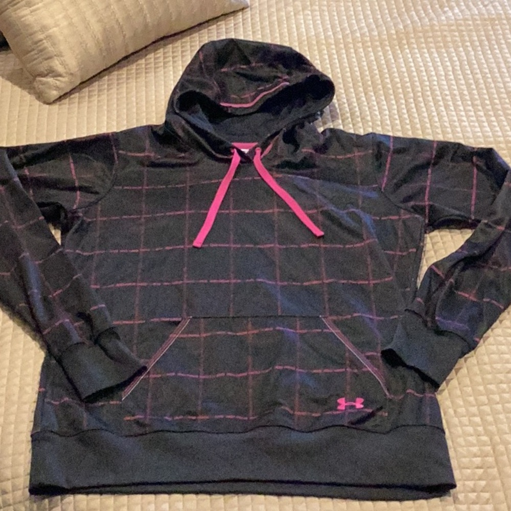Under Armour Dark gray Hoodie with Pink Logo